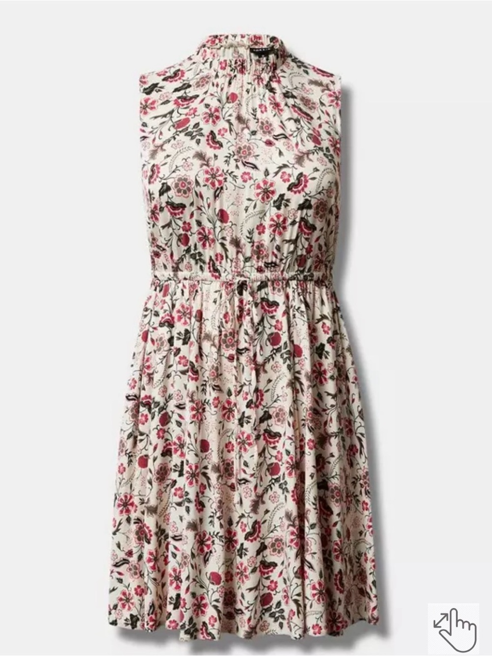 Floral Sleeveless Mock Neck Dress in Pink and White - Picture 4 of 11